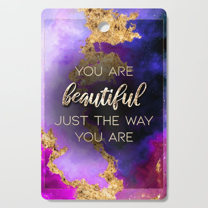 You Are Beautiful Rainbow Gold Quote Motivational Art Cutting Board