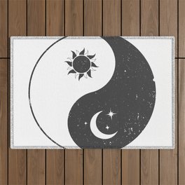 lunar solar yin yang sign - intergalactic celestial balance Outdoor Rug