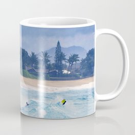 Surfers in Strong Waves at OAHU West Shore - HAWAII Coffee Mug
