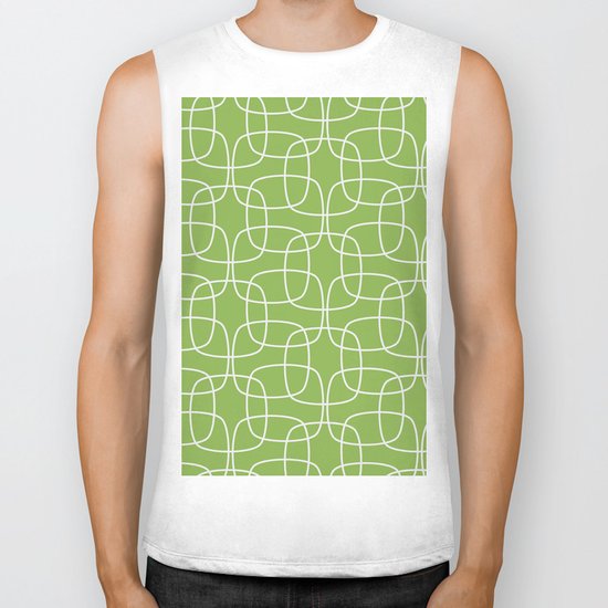 Square Pattern Greenery Biker Tank