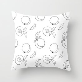 minimalist line art peach and leaf black and white style Throw Pillow