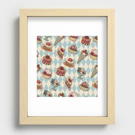 Vintage Pastries Sweets on Pale Turquoise Green Recessed Framed Print