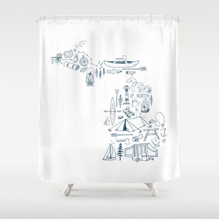 Michigan Up North Collage Shower Curtain By Greatlakeslocals Up North Collage Shower Curtain