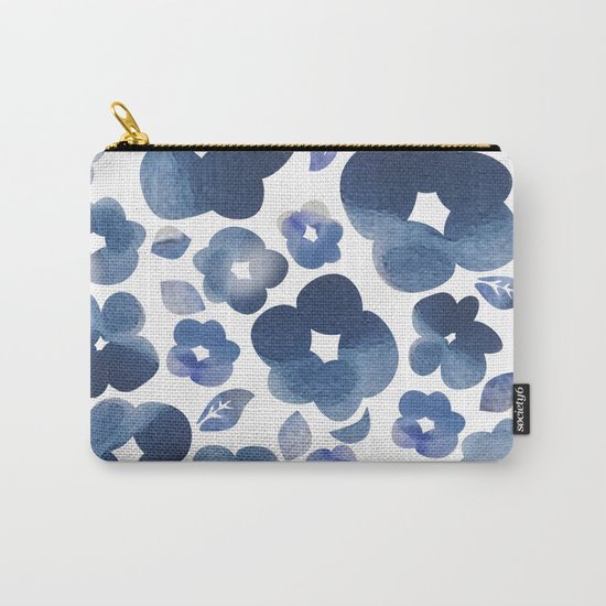Blue Watercolour Flowers Carry-All Pouch