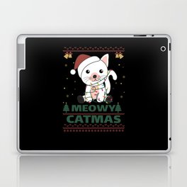 Merry Catmas Funny Cat Christmas Pun Laptop Skin