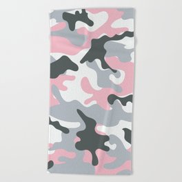 Pink Army Camo Camouflage Pattern Beach Towel