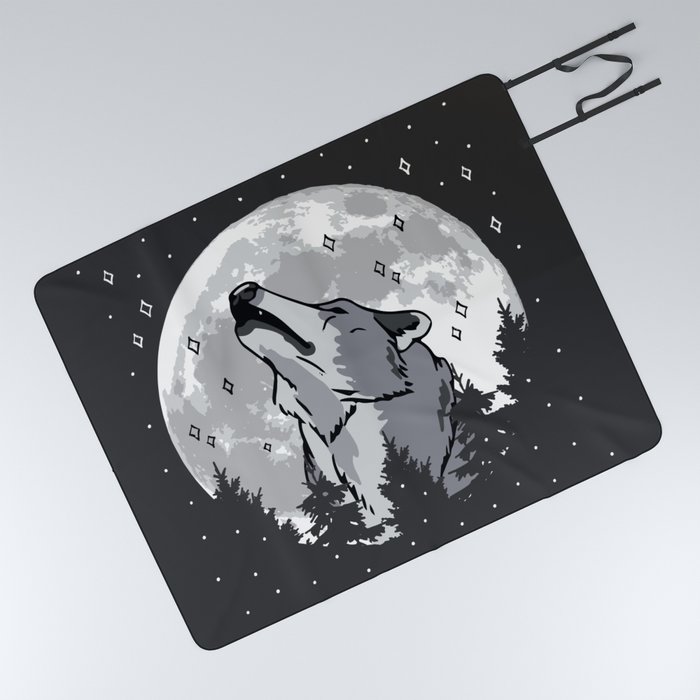 Black wolf outdoor blanket shop