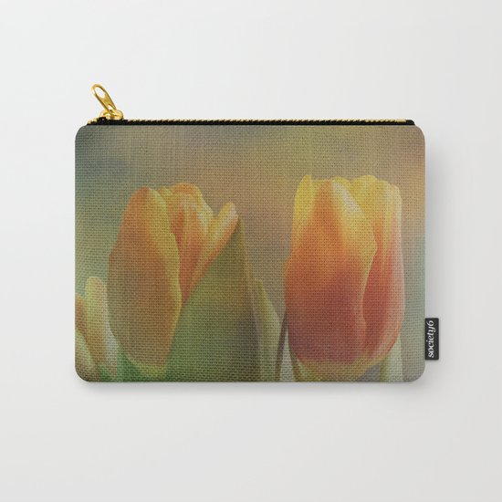 Painterly spring tulips on an abstract background Carry-All Pouch