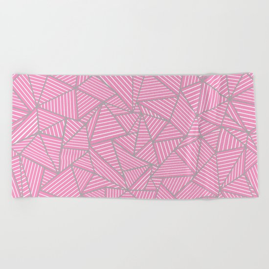 Ab Out Double Pink and Grey Beach Towel