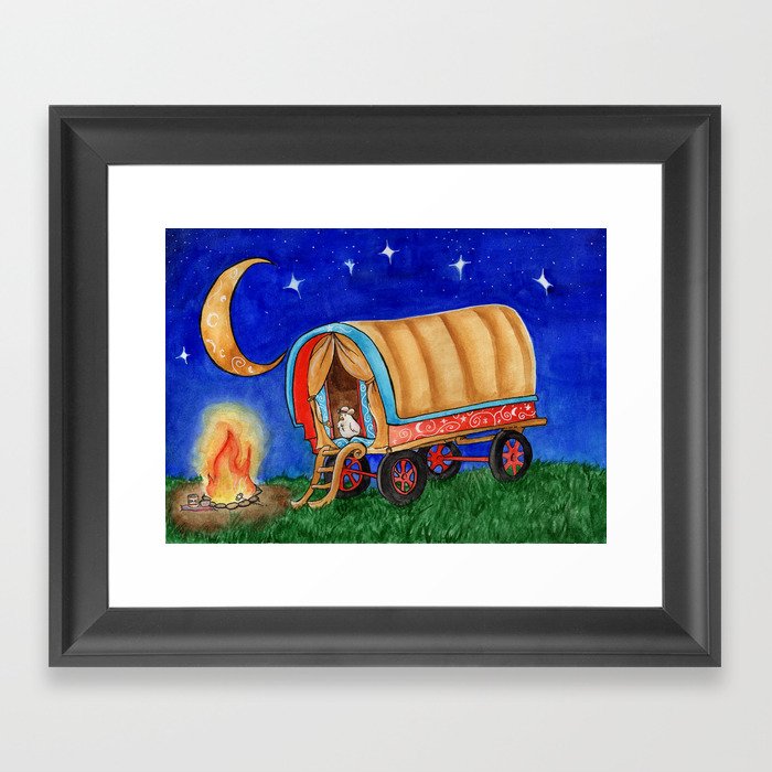 Gypsy Chicken in a covered Wagon Framed Art Print