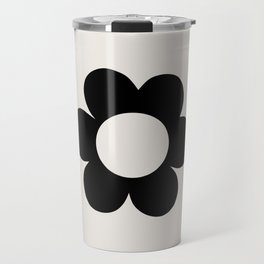 La Fleur | 03 - Retro Flower Print Black And White Modern Abstract Floral Travel Mug