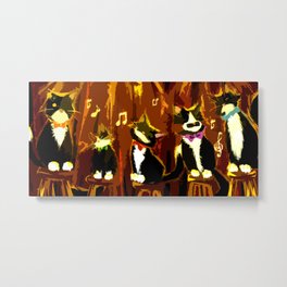 Meowchestra v.5A Cutout 2 Metal Print | Mustache, Cat, Music, Illustration, Playful, Cute, Tuxedo, Performance, Whimsical, Singing 