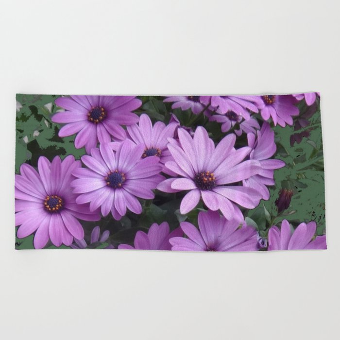 Lilac & Sage Color Purple Daisy Flowers Garden Beach Towel