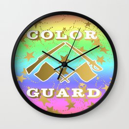 Color Guard Rainbow and Gold Stars Design Wall Clock | Marchingband, Colorguard, Winterguard, Rainbow, Graphics, Guard, Marching, Graphicdesign, Designes, Gold 