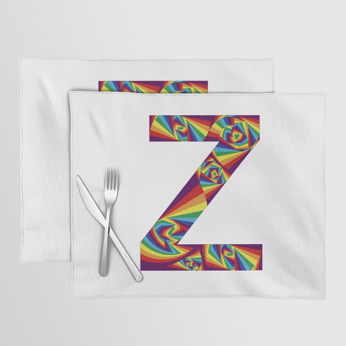  capital letter Z with rainbow colors and spiral effect Placemat