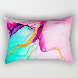 Transparent creativity. Abstract artwork. Trendy wallpaper. Ink colors are amazingly bright, luminous, translucent, free-flowing, and dry quickly. Natural pattern, luxury. Rectangular Pillow