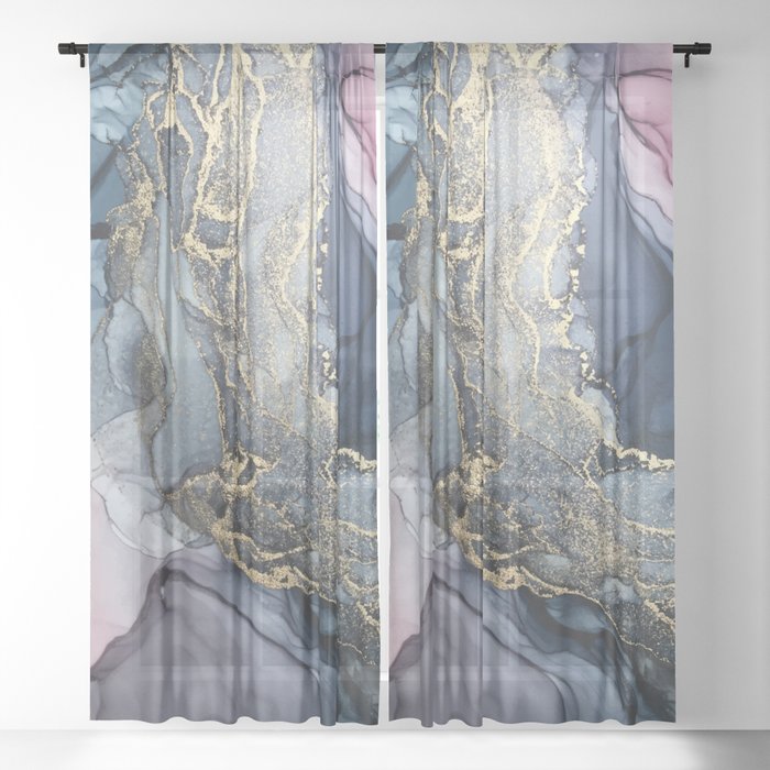 Blush Payne S Gray And Gold Metallic Abstract Sheer Curtain By