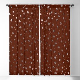 Snowflakes and dots - red and silver Blackout Curtain
