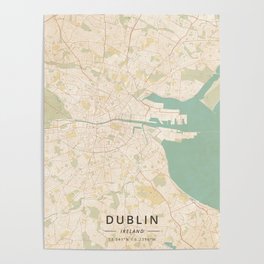 Dublin, Ireland - Vintage Map Poster