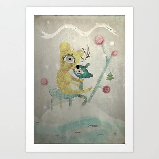 Vintage Whimsical Christmas Art Print