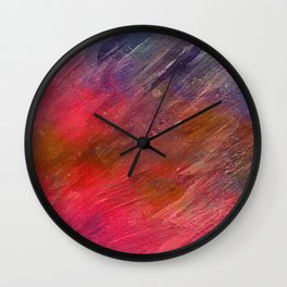 Abstract in pink, ocher and purple Wall Clock