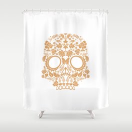 Golden Dia De Los Muertos Sugar Skull Shower Curtain