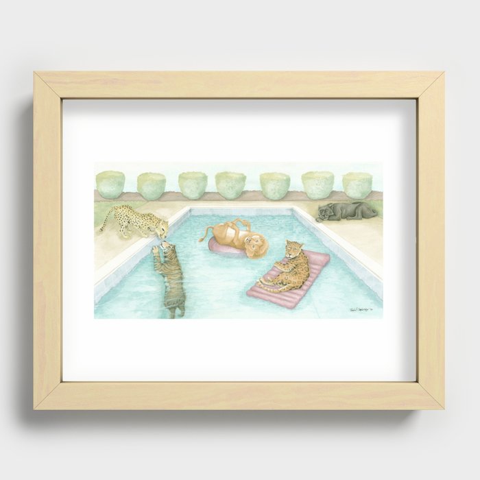 Big Cat Pool Party Recessed Framed Print