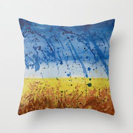 Ukrainian Landscape Abstract Watercolor  Throw Pillow