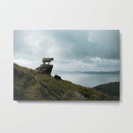Posing sheep at the Old Man of Storr| Sunrise at the Isle of Skye, Scotland| Nature travel photography| Fine art Metal Print