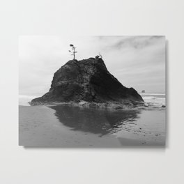 Coastal Island, Tree, B+W, 2nd Beach, Olympic National Park, La Push, Washington Metal Print | Black and White, Photo, Landscape, Nature 
