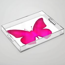 Neon Pink Ombre Butterfly Silhouette  Acrylic Tray
