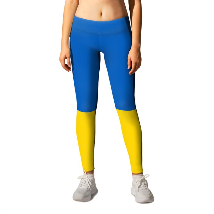 Sapphire and Yellow Solid Colors Ukraine Flag 100 Percent Commission Donated To IRC Read Bio Leggings