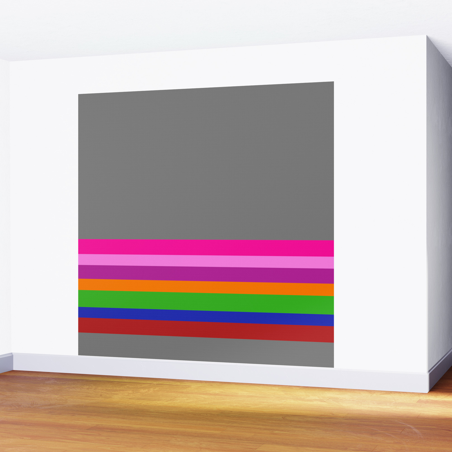 Solid Gray W Multicolor Divider Lines 1 Abstract Art