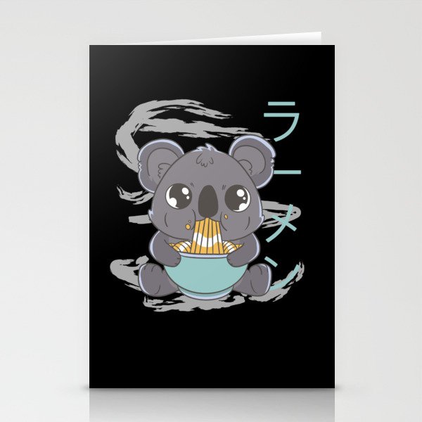 Cute Koala Eats Ramen Kawaii Koalas Stationery Cards