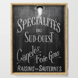 French food vintage sign in black and white   Serving Tray