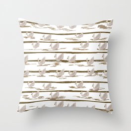 Floating Swans in White  Throw Pillow