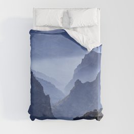 Blue mountains. Foggy sunrise. Sierra nevada Duvet Cover