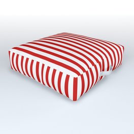 Red & White Maritime Vertical Small Stripes - Mix & Match with Simplicity of Life Outdoor Floor Cushion