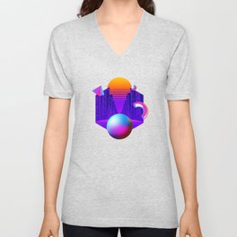 Neon sunset, trench and sphere V Neck T Shirt