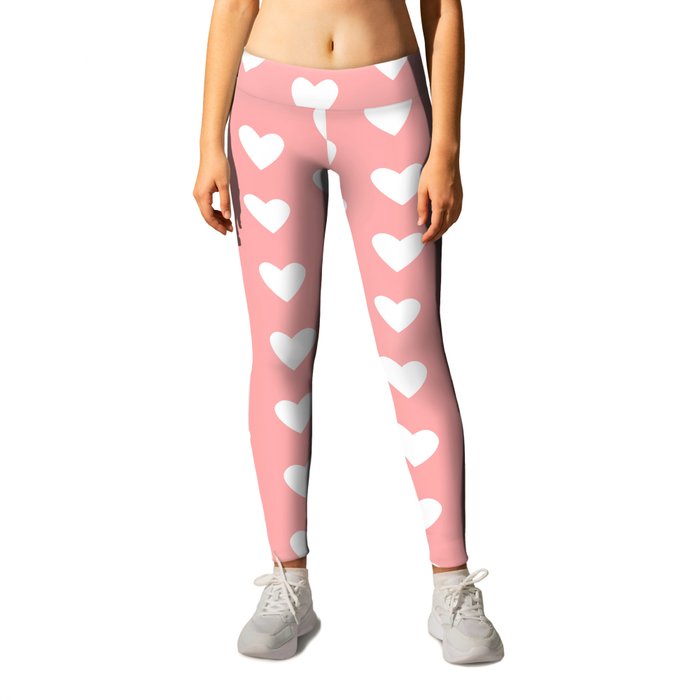 Small Hearts Pattern (white/pink) Leggings