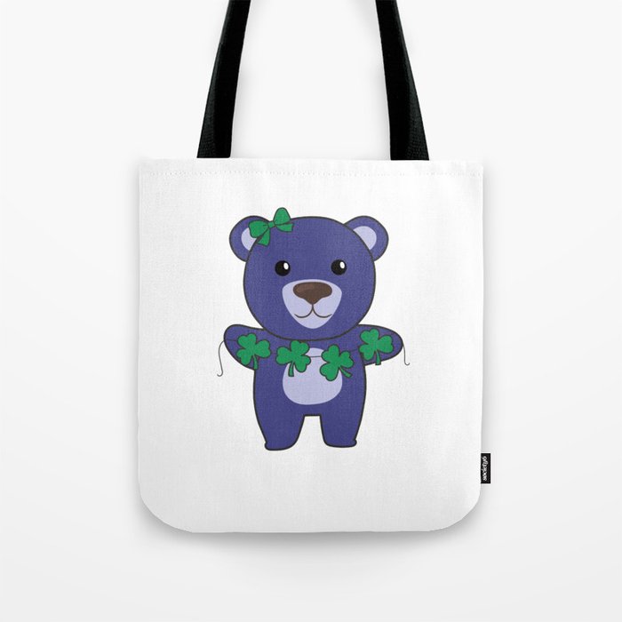 Bear With Shamrocks Cute Animals For Luck Tote Bag