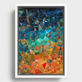 Red Blue Gold Low Poly Abstract Art Framed Canvas