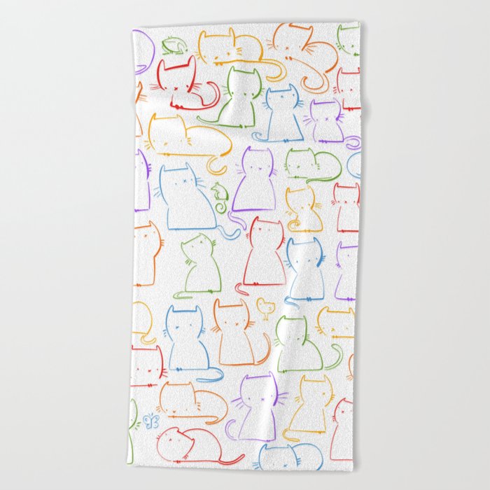 Cats and colours Beach Towel