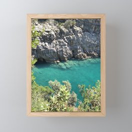 Awesome Green Emerald Sea In Amalfi Coast Italy Poster Framed Mini Art Print