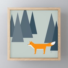 fox, woodland animals, minimal Framed Mini Art Print