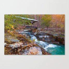 Autumn in The Ozarks at Ponca Covered Bridge Falls Canvas Print