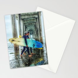 Surfers, La Jolla Shores Pier, San Diego, California. Stationery Cards