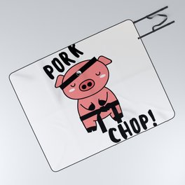 Karate Funny Martial Arts Pig Pork Chop Barbecue Dad Joke Gifts Picnic Blanket