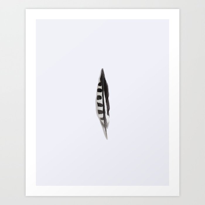 Minimalist Abstract Black and White Feather Art Print