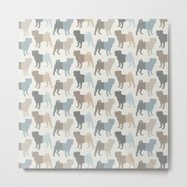 Pugs Pattern - Natural Colors Metal Print | Dog, Beige, Dogs, Pattern, Silhouette, Little, Mastiff, Silhouettes, Pup, Natural 
